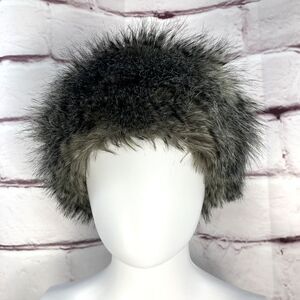 PARKHURST Faux Fur Black/Gray Cossak Style Hat Warm Womens Canada Winter Fuzzy